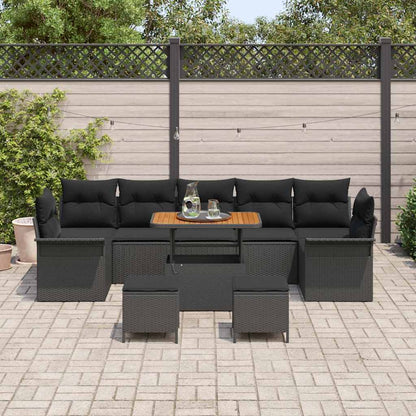 Set Divano da Giardino 10 pcs Nero polyrattan - homemem39
