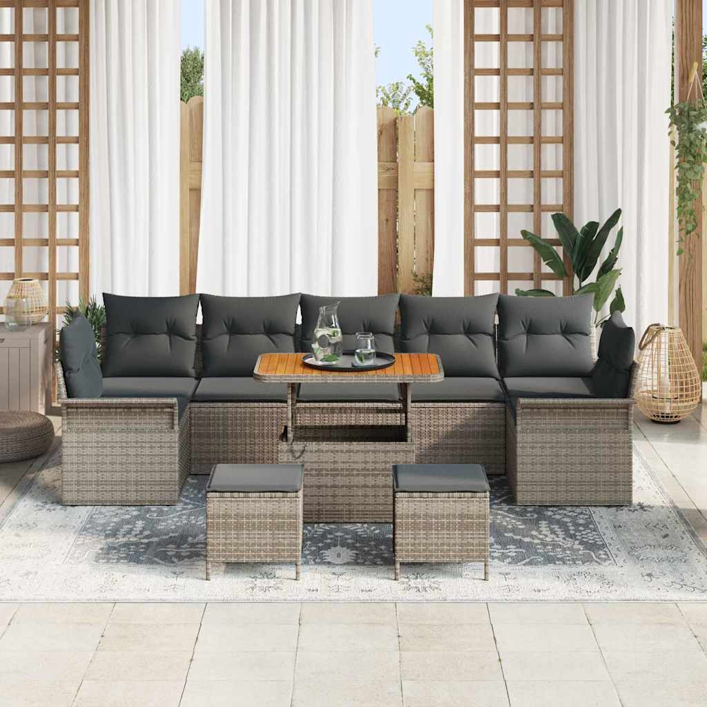 Set Divano da Giardino 10 pcs Grigio polyrattan - homemem39