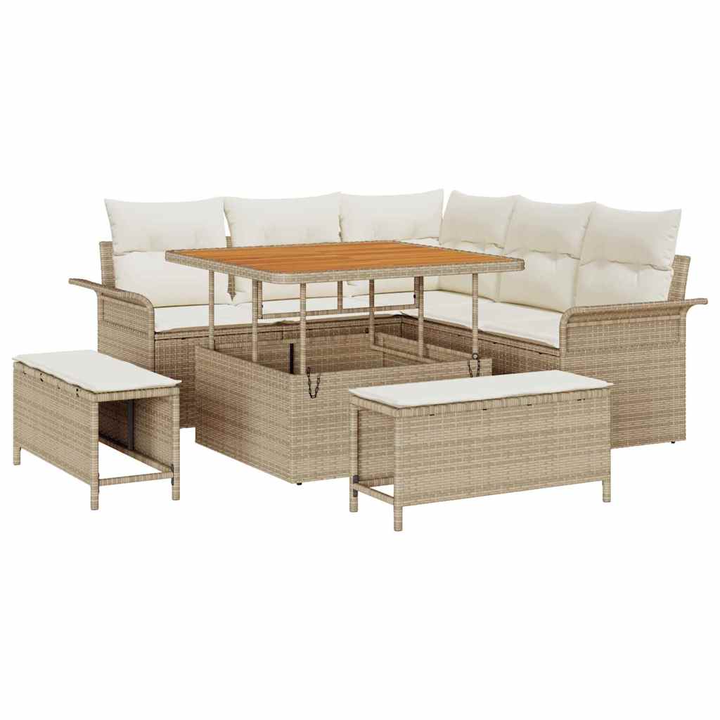 Set Divano da Giardino 8 pcs Beige polyrattan - homemem39