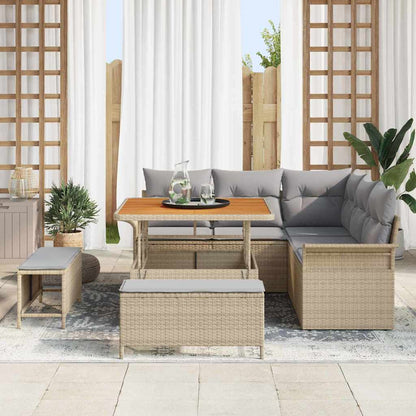 Set Divano da Giardino 8 pcs Beige polyrattan