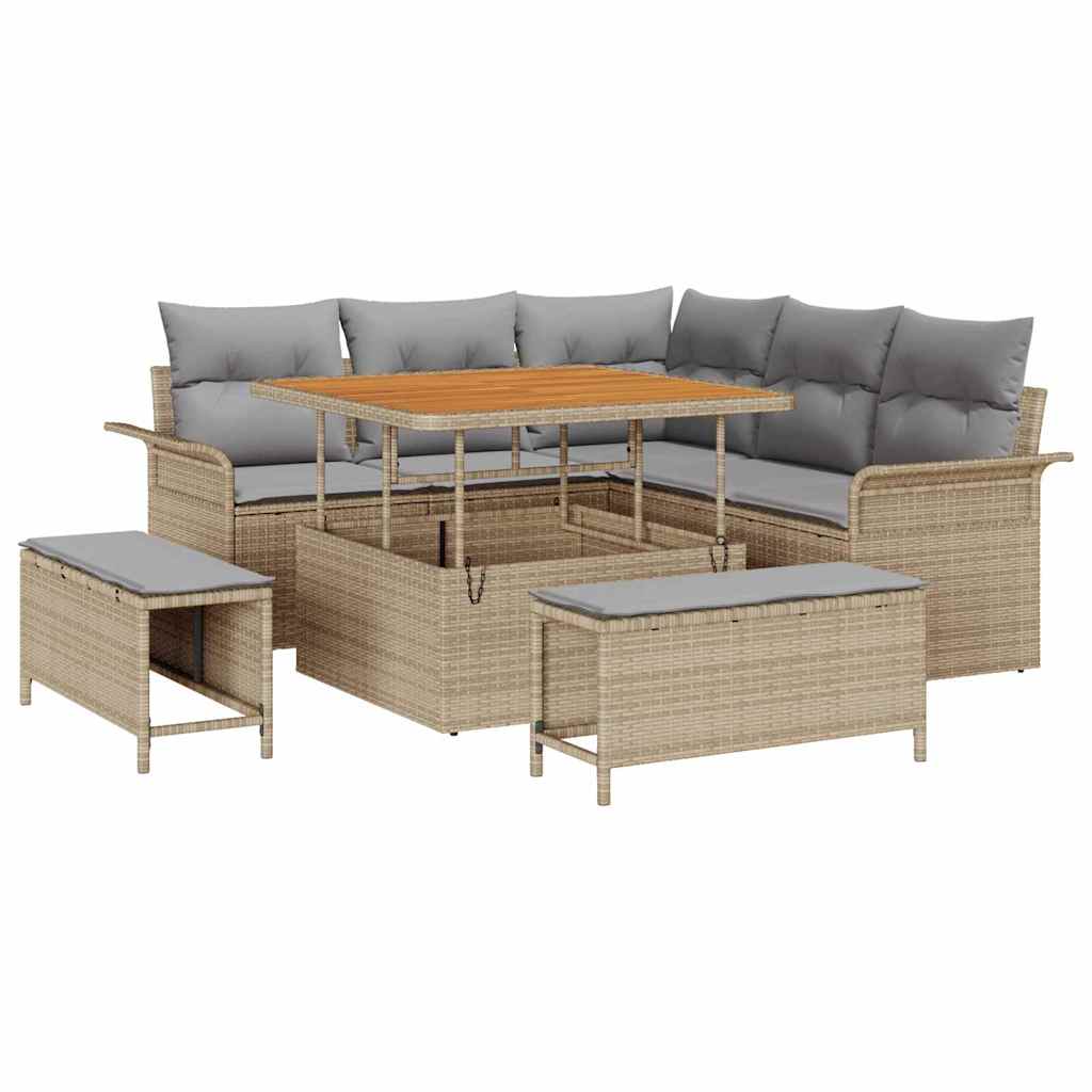 Set Divano da Giardino 8 pcs Beige polyrattan