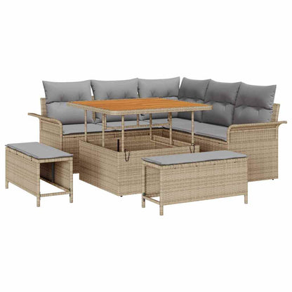 Set Divano da Giardino 8 pcs Beige polyrattan