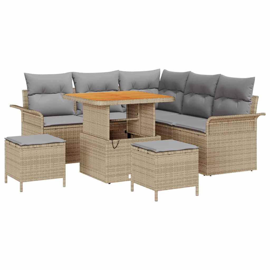 Set Divano da Giardino 8 pcs Beige polyrattan - homemem39