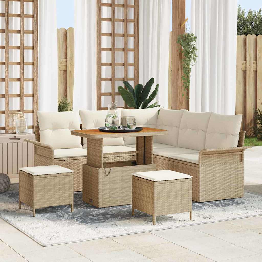 Set Divano da Giardino 8 pcs Beige polyrattan - homemem39