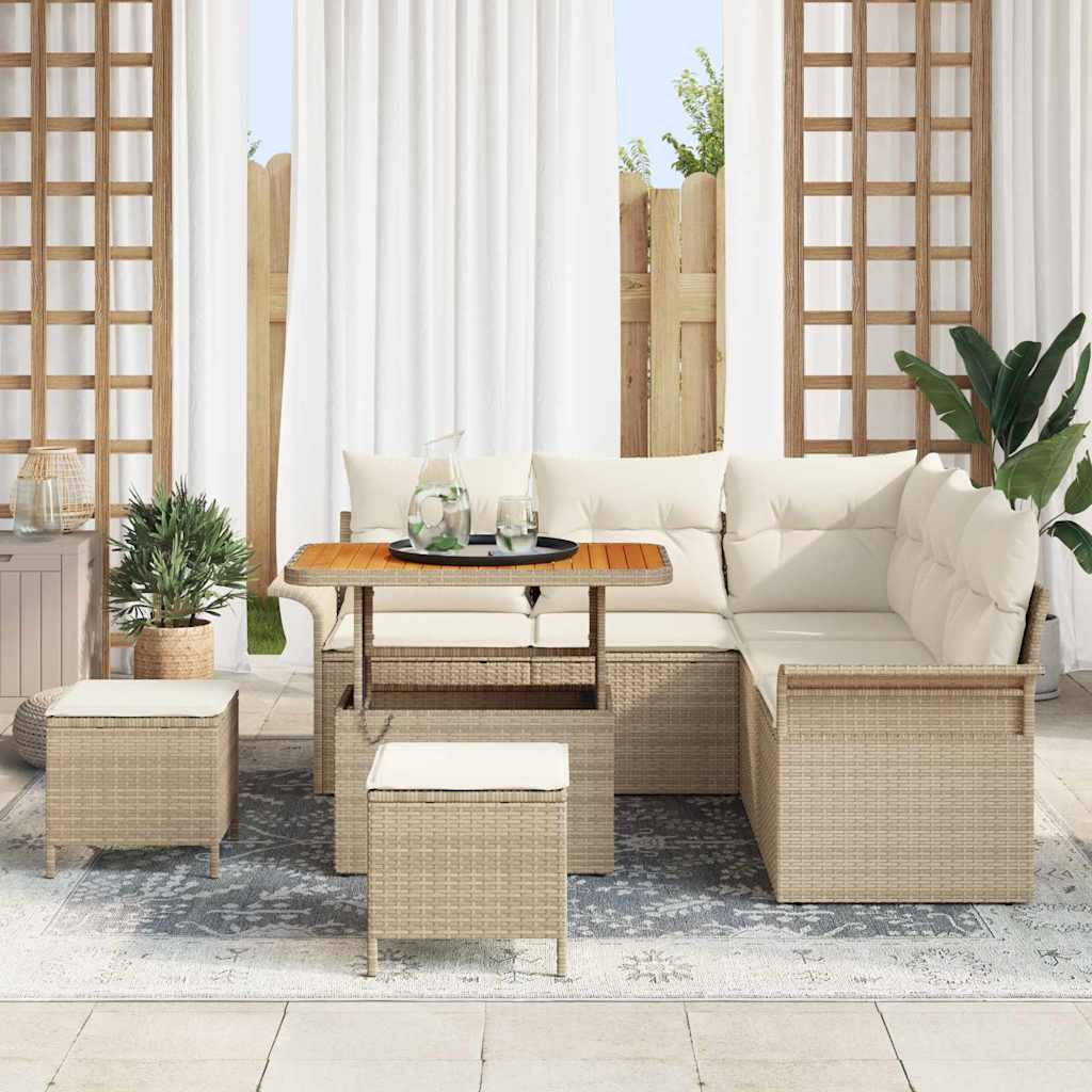 Set Divano da Giardino 8 pcs Beige polyrattan - homemem39