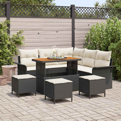 Set Divano da Giardino 9 pcs Nero polyrattan - homemem39