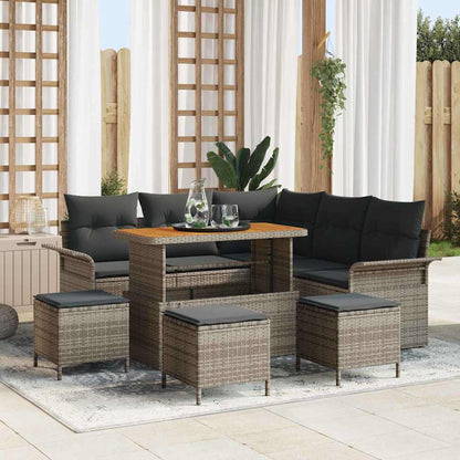 Set Divano da Giardino 9 pcs Grigio polyrattan - homemem39