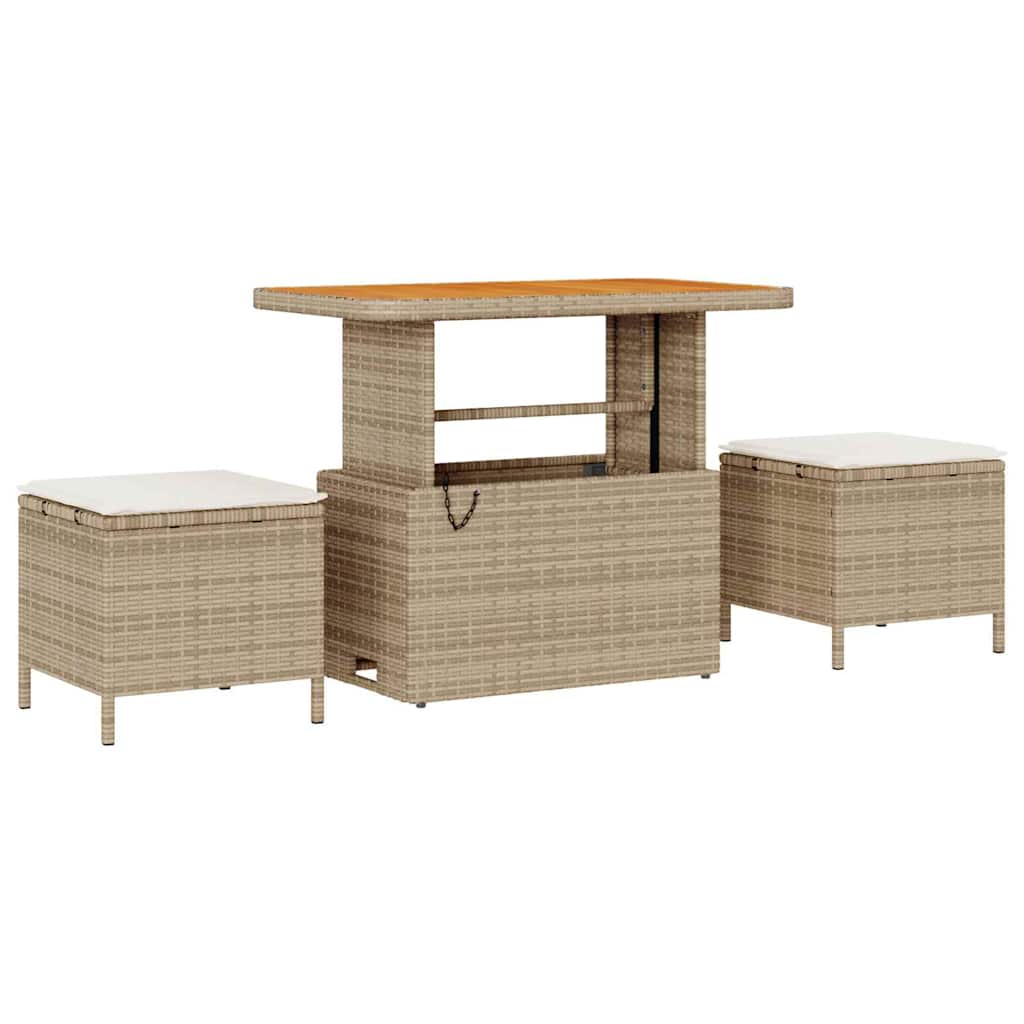 Set Divano da Giardino con cuscino 9 pcs Beige polyrattan | homemem39