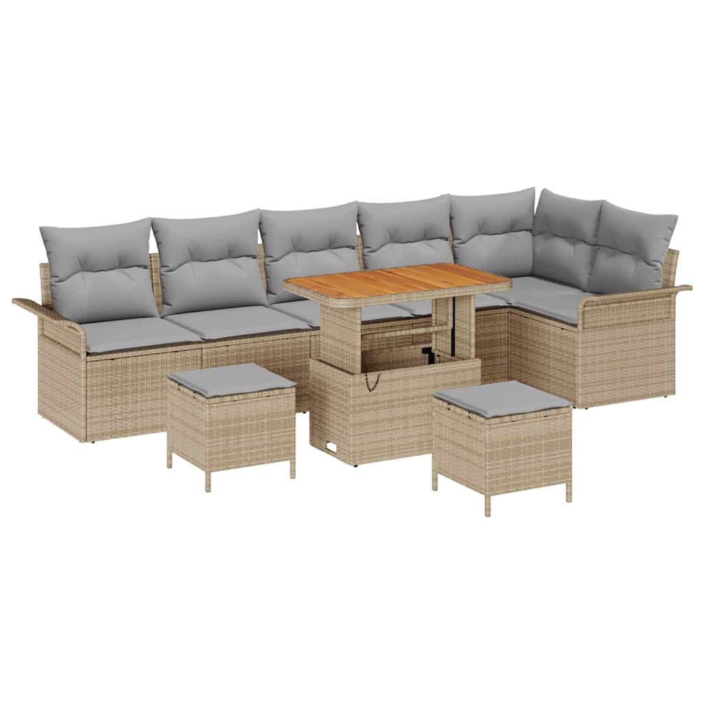Set Divano da Giardino 9 pcs Beige polyrattan - homemem39