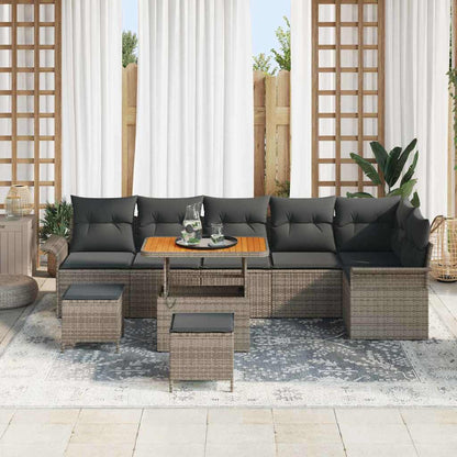 Set Divano da Giardino 9 pcs Grigio polyrattan - homemem39