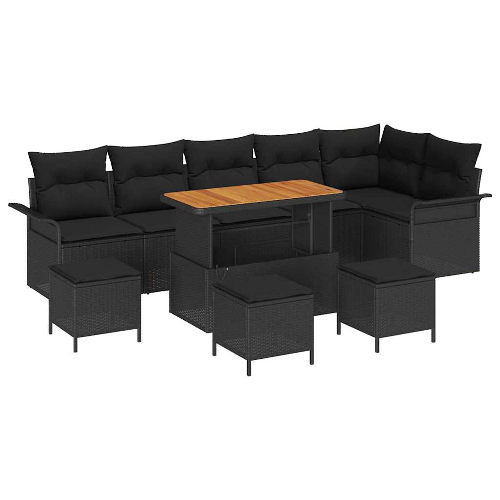 Set Divano da Giardino 10 pcs Nero polyrattan - homemem39