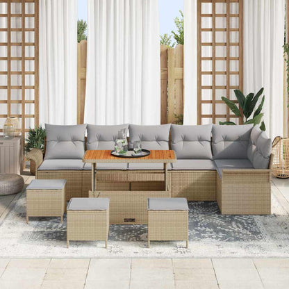 Set Divano da Giardino 10 pcs Beige polyrattan - homemem39