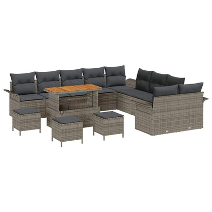 Set Divano da Giardino 14 pcs Grigio polyrattan - homemem39