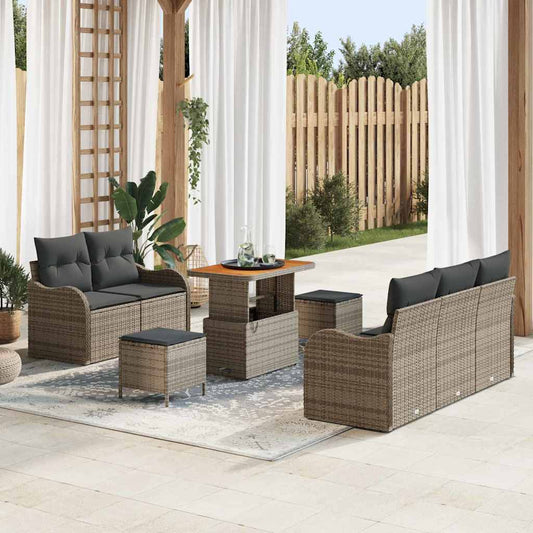 Set Divano da Giardino 8 pcs Grigio polyrattan - homemem39