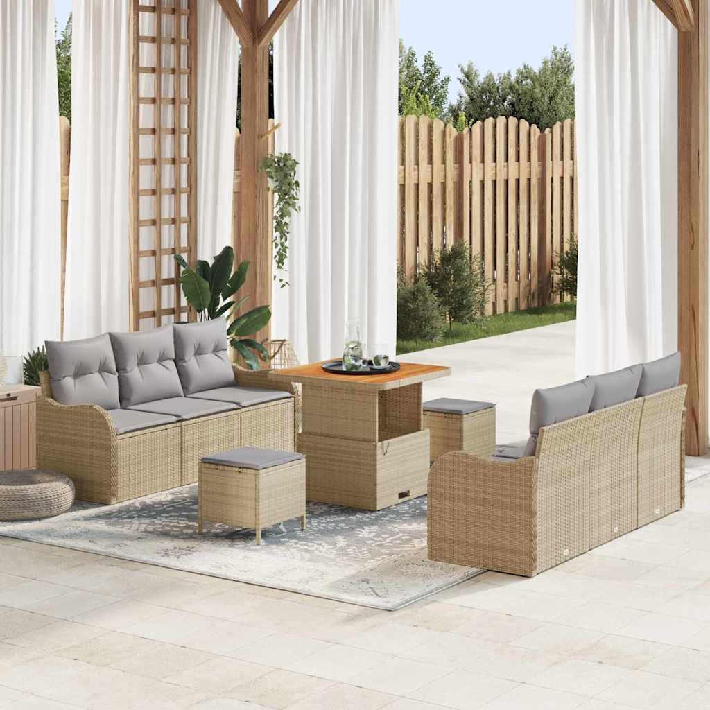 Set Divano da Giardino 9 pcs Beige polyrattan - homemem39