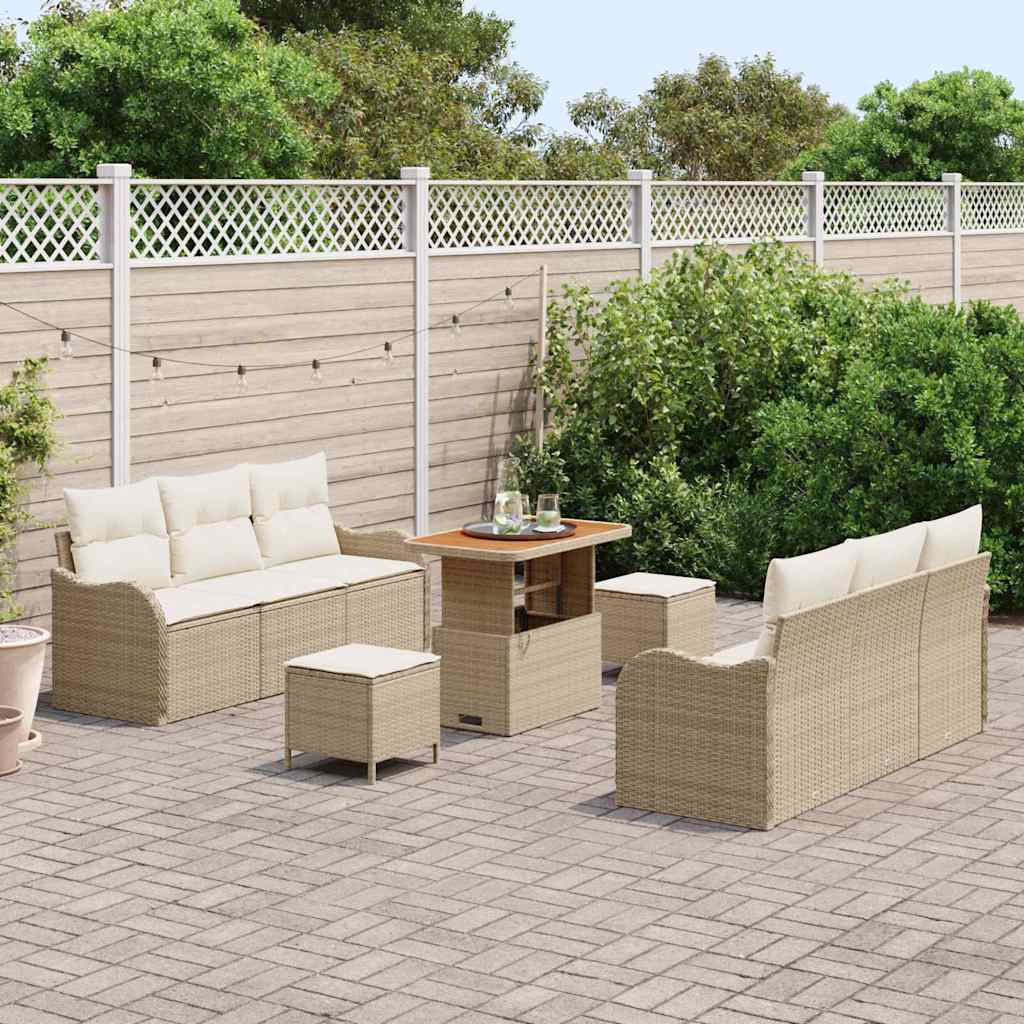 Set Divano da Giardino 9 pcs Beige polyrattan - homemem39
