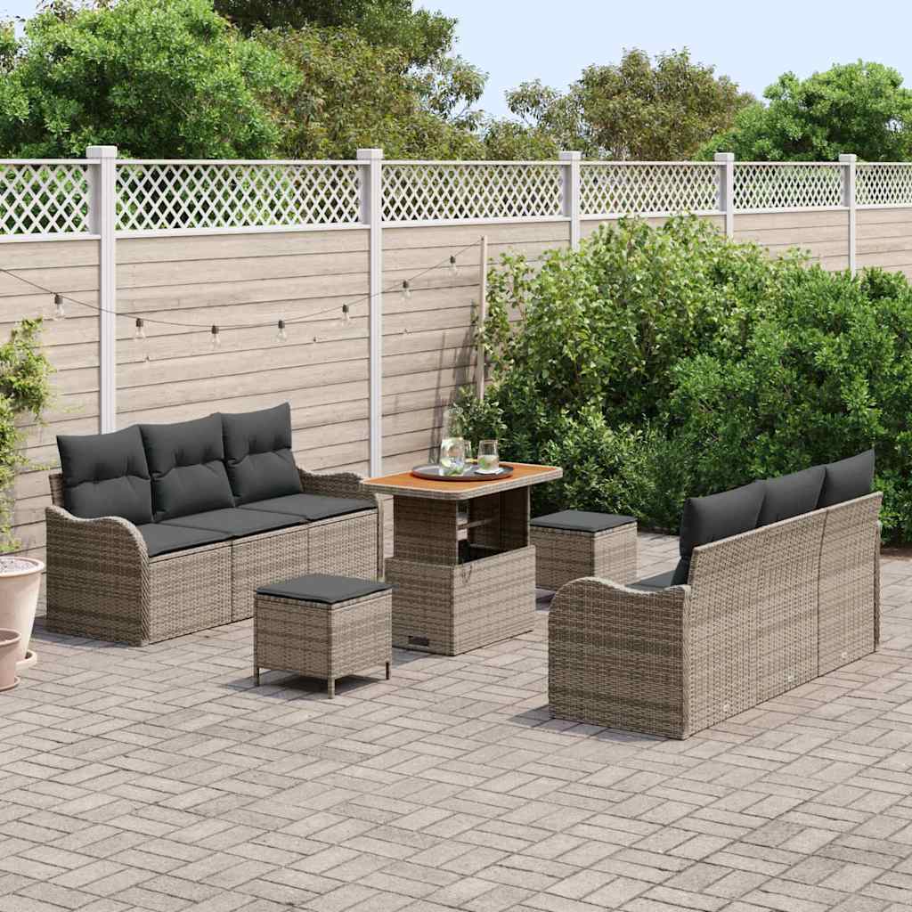 Set Divano da Giardino 9 pcs Grigio polyrattan - homemem39