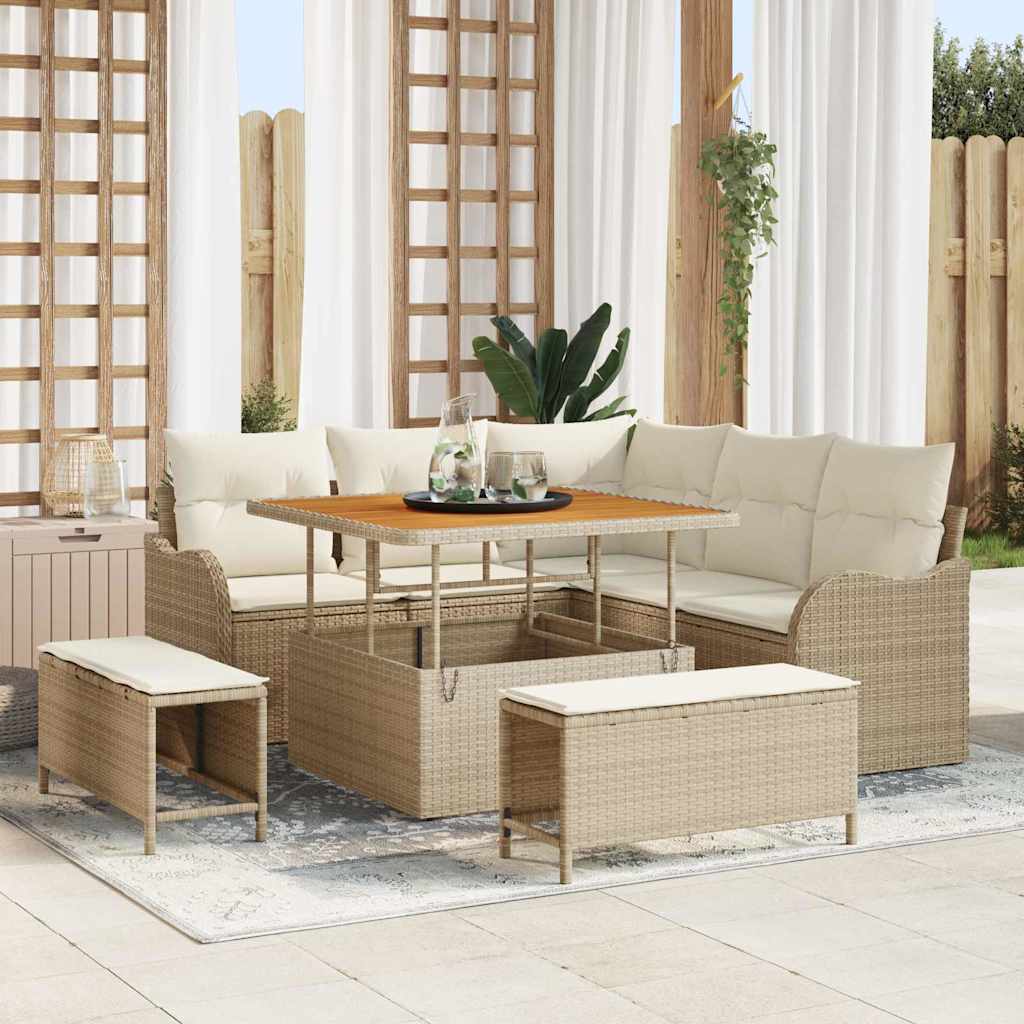 Set Divano da Giardino 8 pcs Beige polyrattan - homemem39