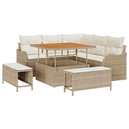 Set Divano da Giardino 8 pcs Beige polyrattan - homemem39