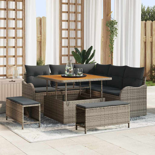 Set Divano da Giardino 8 pcs Grigio polyrattan - homemem39