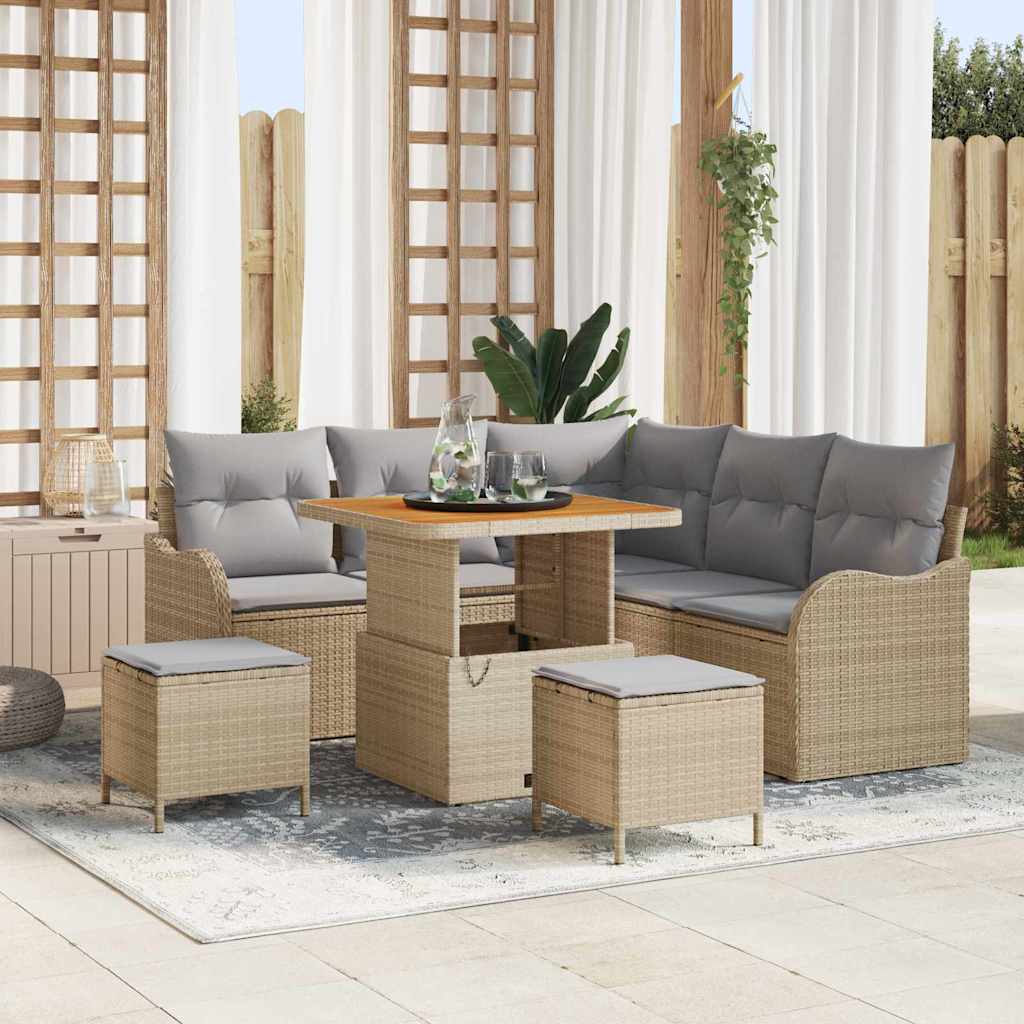 Set Divano da Giardino 8 pcs Beige polyrattan - homemem39