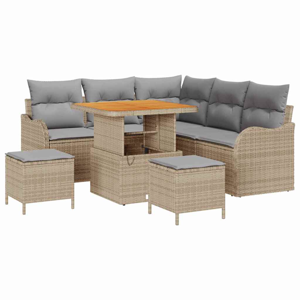 Set Divano da Giardino 8 pcs Beige polyrattan - homemem39