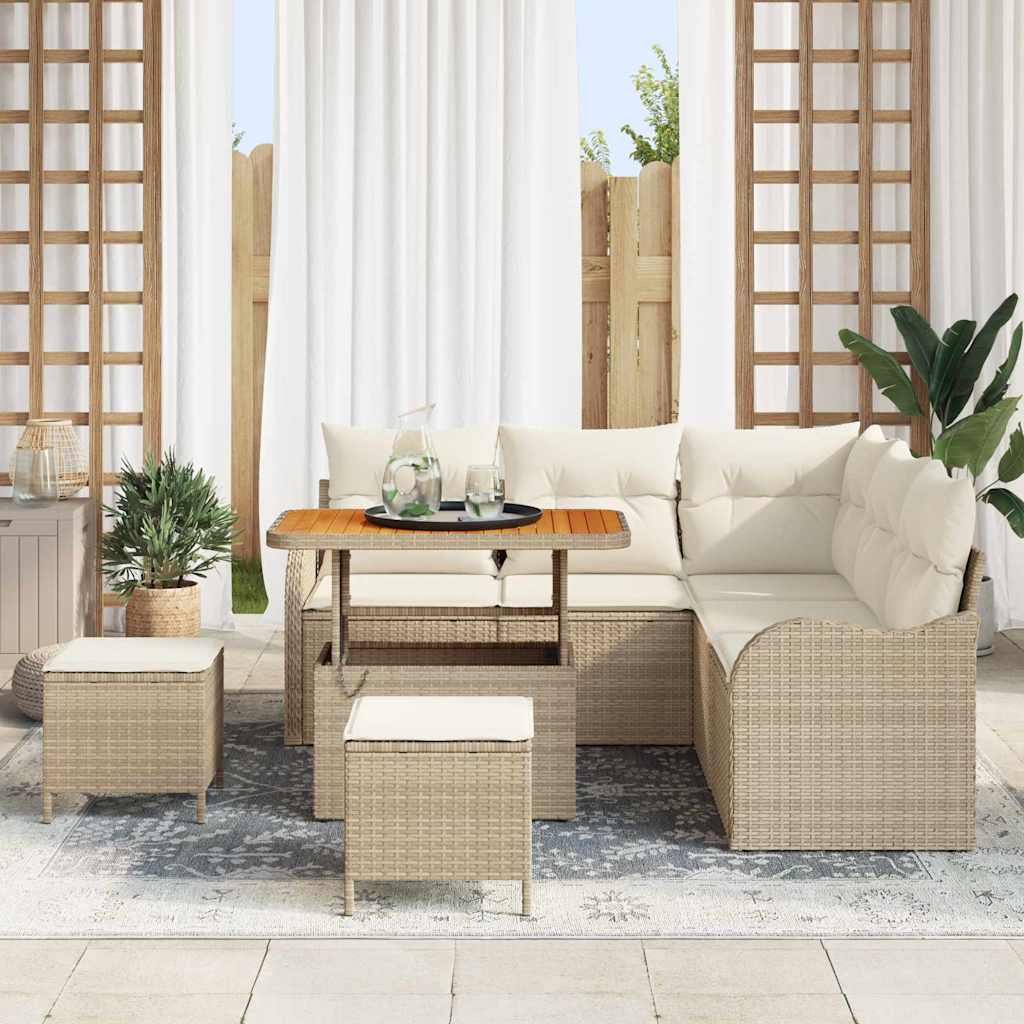 Set Divano da Giardino 8 pcs Beige polyrattan - homemem39