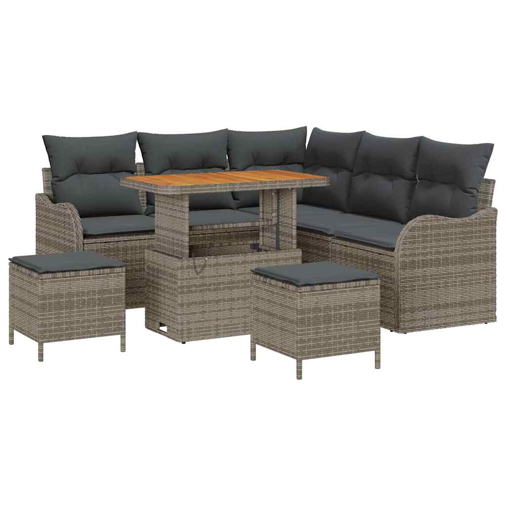 Set Divano da Giardino 8 pcs Grigio polyrattan - homemem39