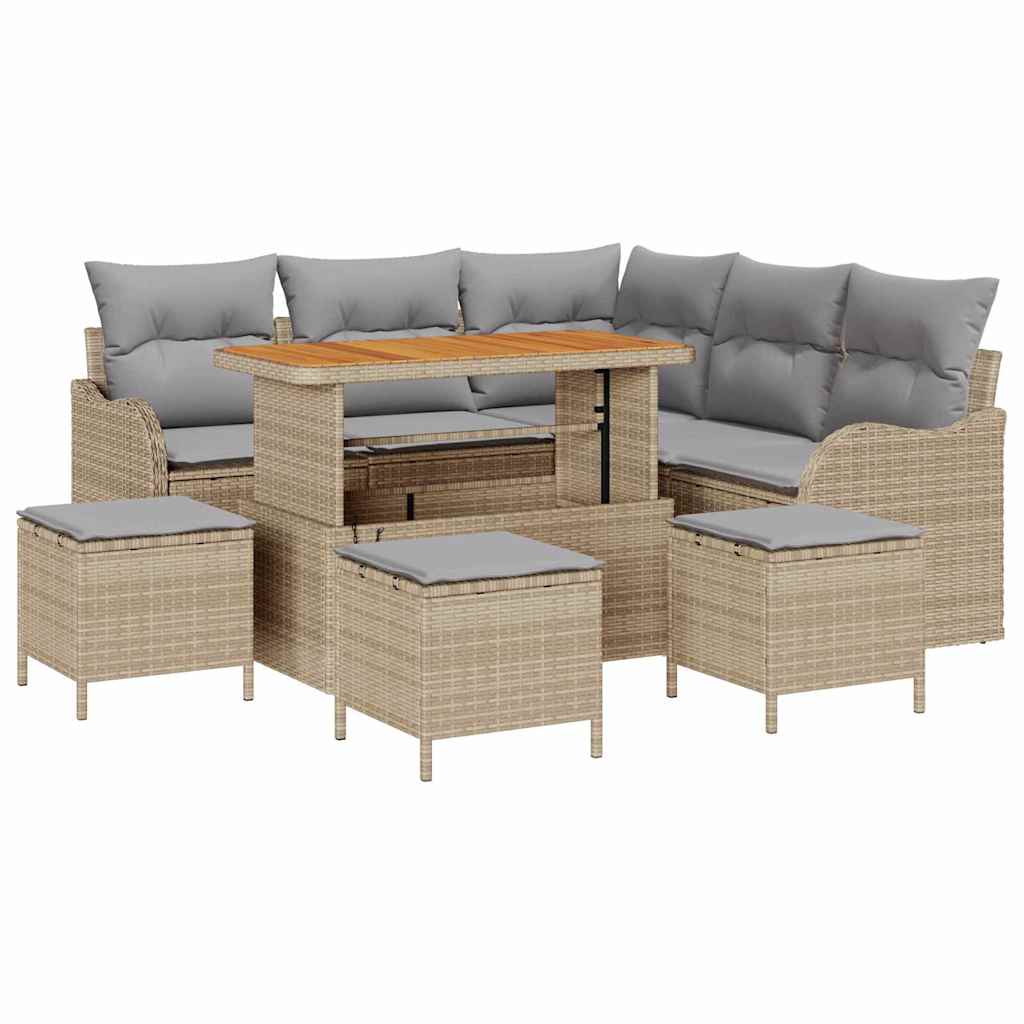Set Divano da Giardino 9 pcs Beige polyrattan - homemem39