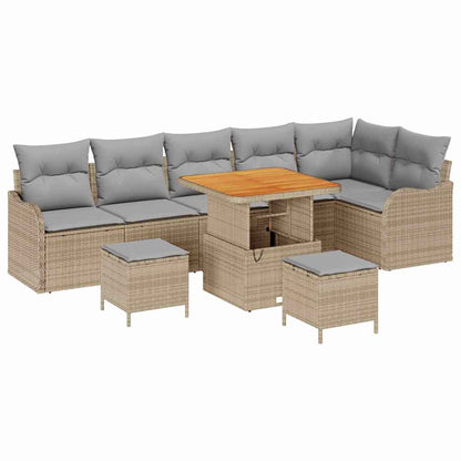 Set Divano da Giardino 9 pcs Beige polyrattan - homemem39