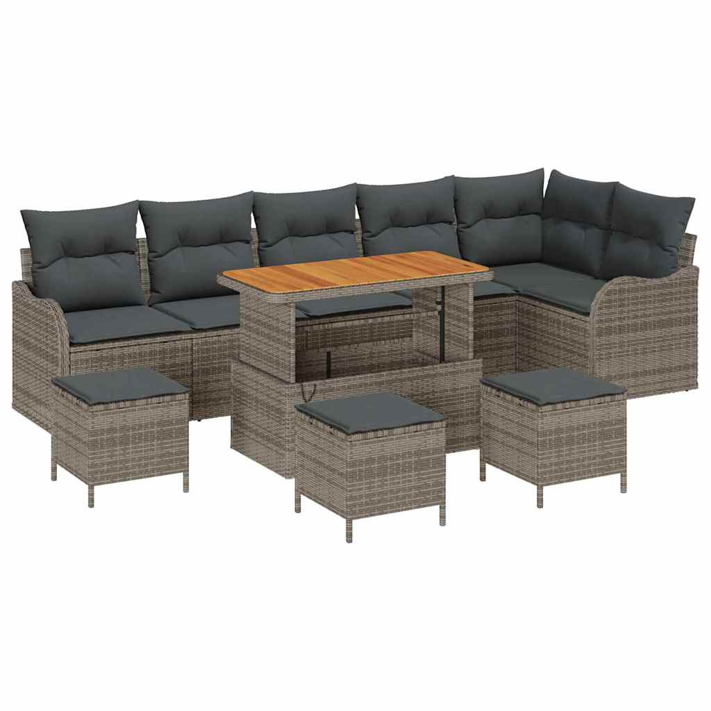 Set Divano da Giardino 10 pcs Grigio polyrattan - homemem39
