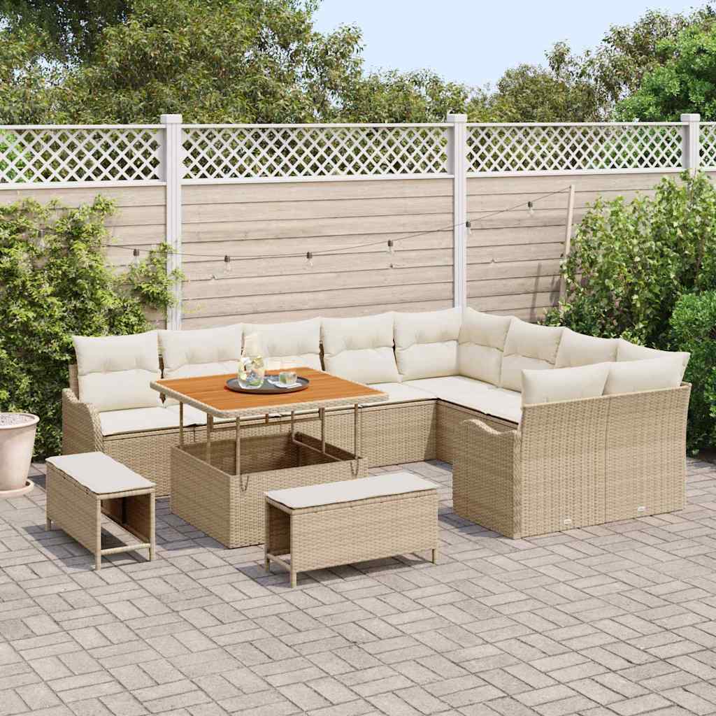 Set Divano da Giardino 12 pcs Beige polyrattan - homemem39