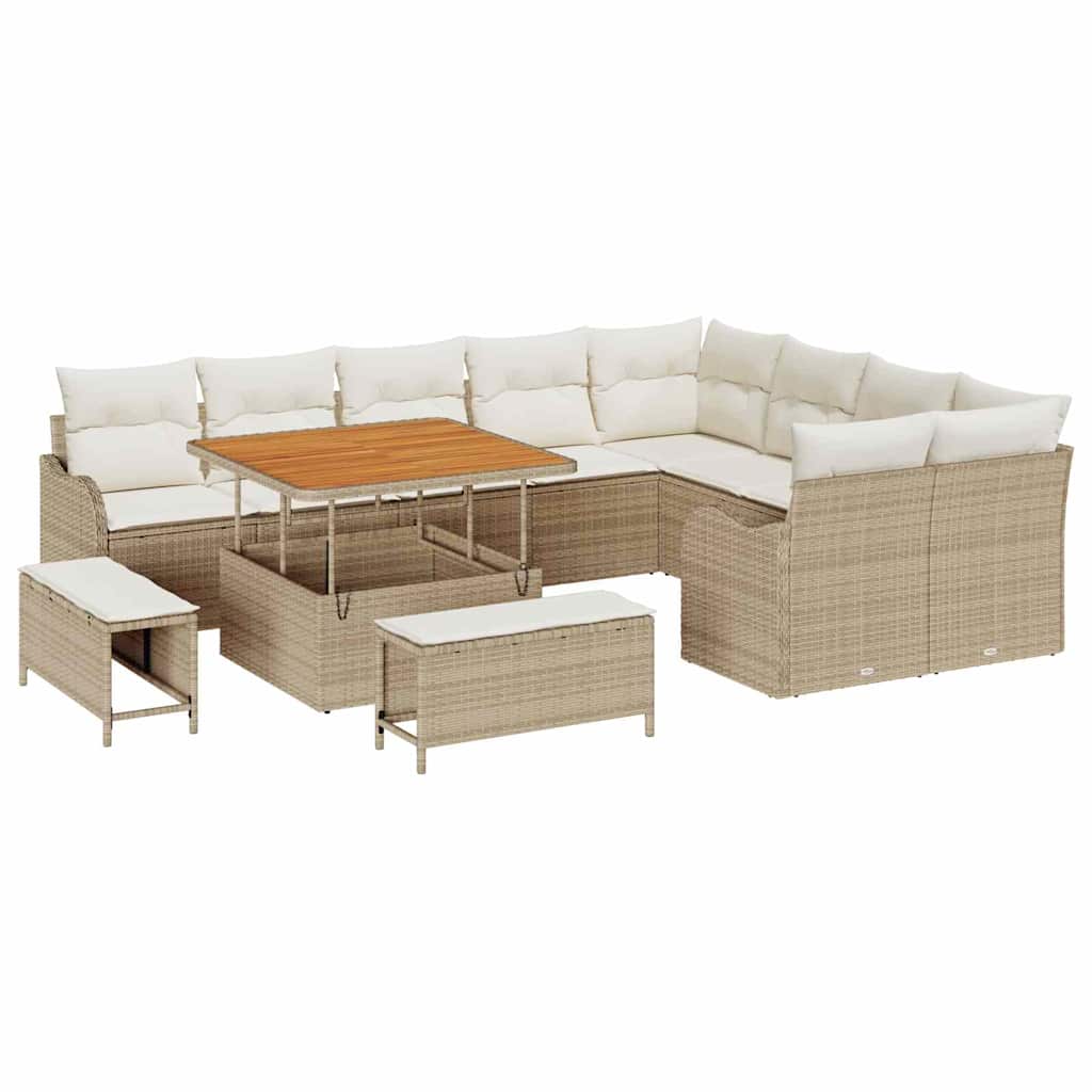 Set Divano da Giardino 12 pcs Beige polyrattan - homemem39