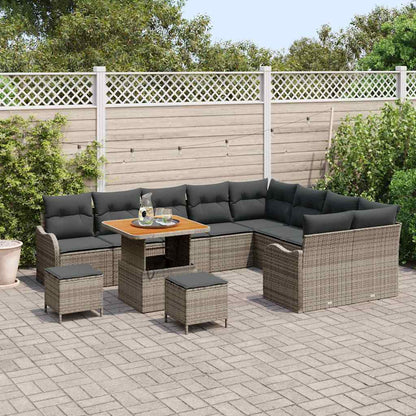 Set Divano da Giardino con cuscino 12 pcs Grigio polyrattan | homemem39