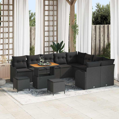 Set Divano da Giardino 12 pcs Nero polyrattan - homemem39