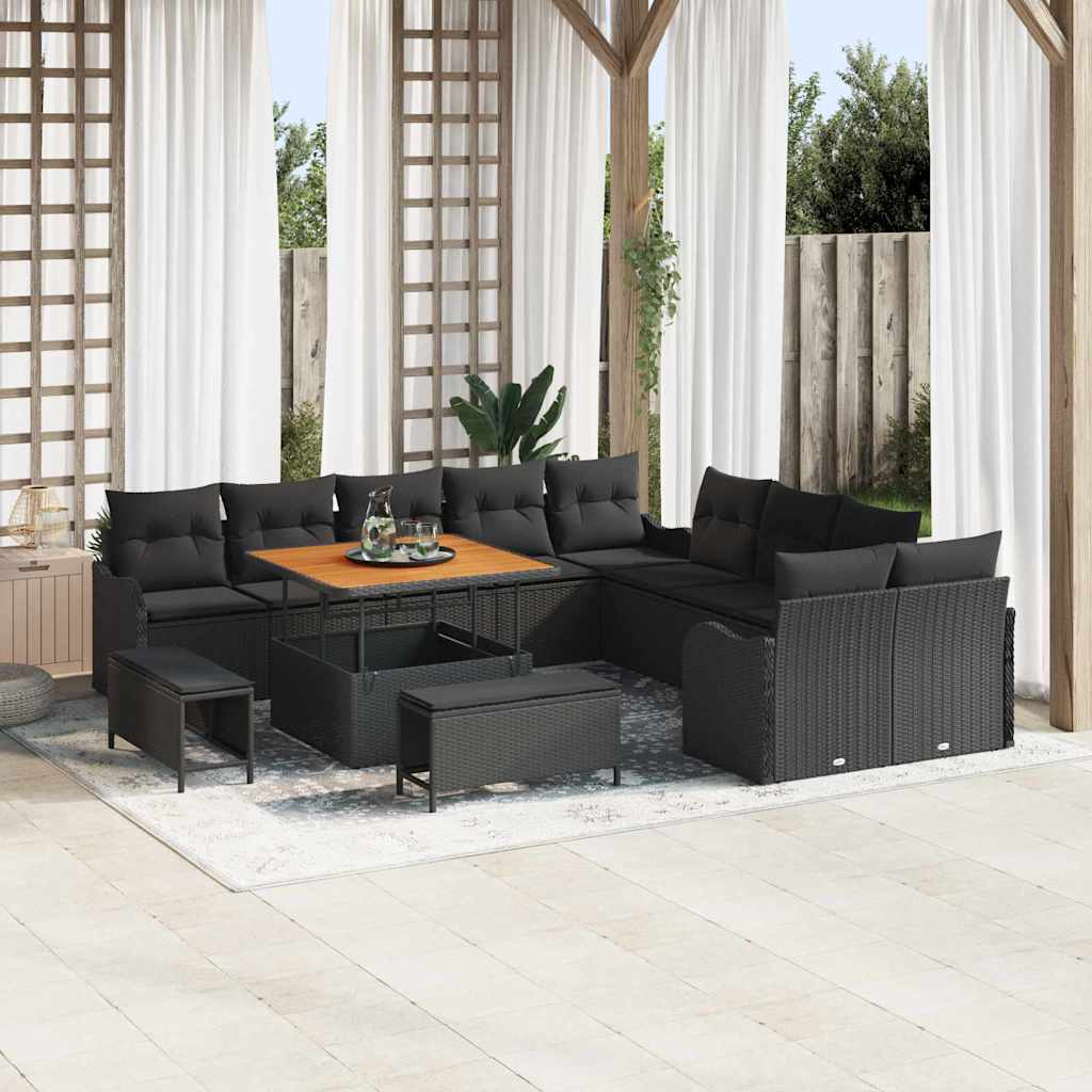 Set Divano da Giardino 13 pcs Nero polyrattan - homemem39