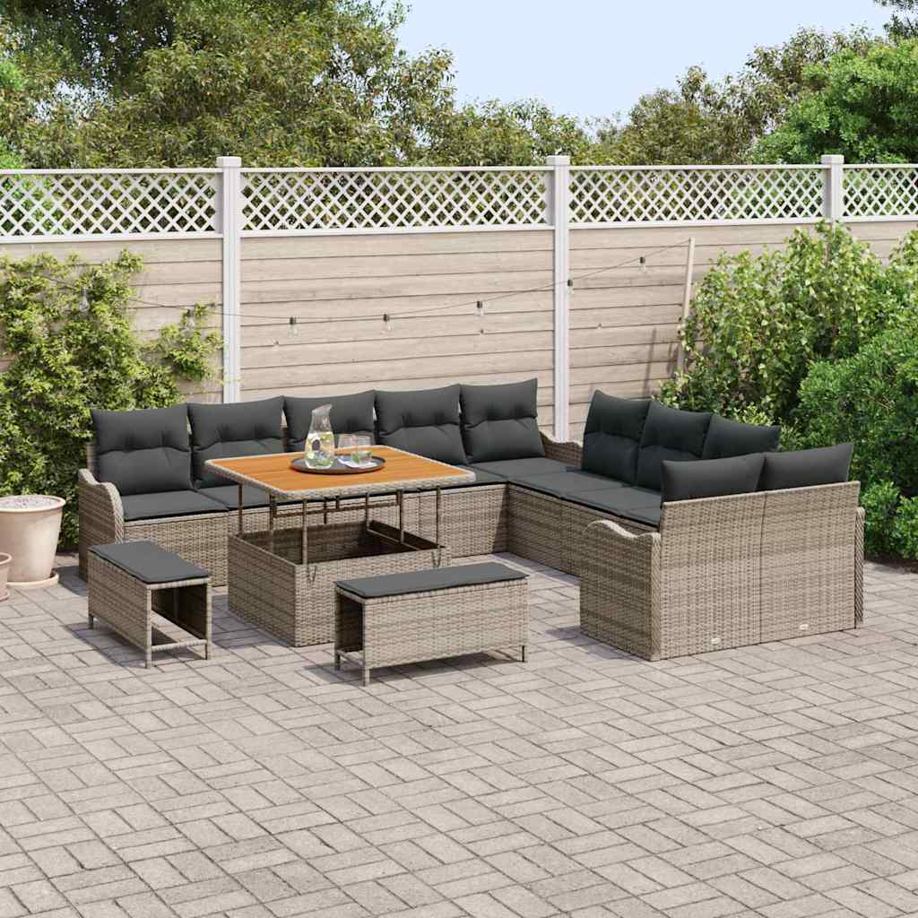 Set Divano da Giardino 13 pcs Grigio polyrattan - homemem39