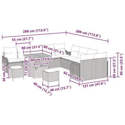 Set Divano da Giardino 13 pz Grigio polyrattan | homemem39