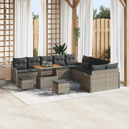 Set Divano da Giardino 13 pcs Grigio polyrattan
