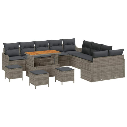 Set Divano da Giardino 14 pcs Grigio polyrattan - homemem39