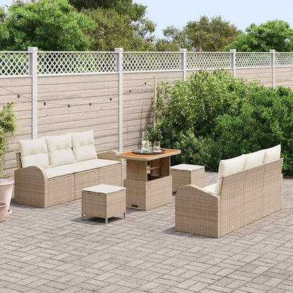 Set Divano da Giardino con cuscino 9 pcs Beige Poly Rattan - homemem39