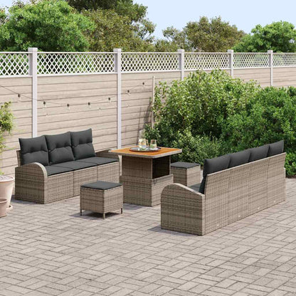 Set Divano da Giardino con cuscino 10 pcs Grigio polyrattan