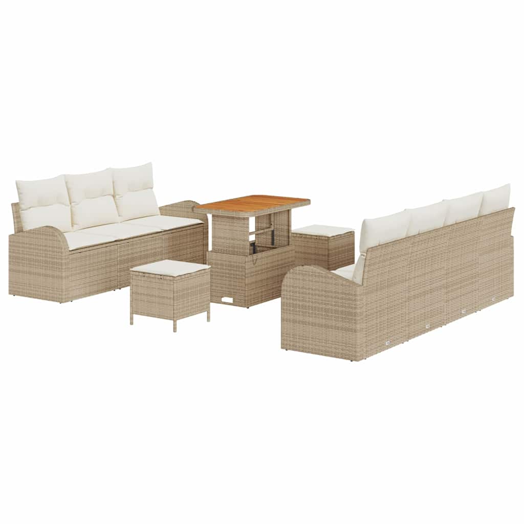 Set Divano da Giardino con cuscino 10 pcs Beige Poly Rattan - homemem39