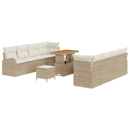 Set Divano da Giardino con cuscino 11 pcs Beige Poly Rattan - homemem39