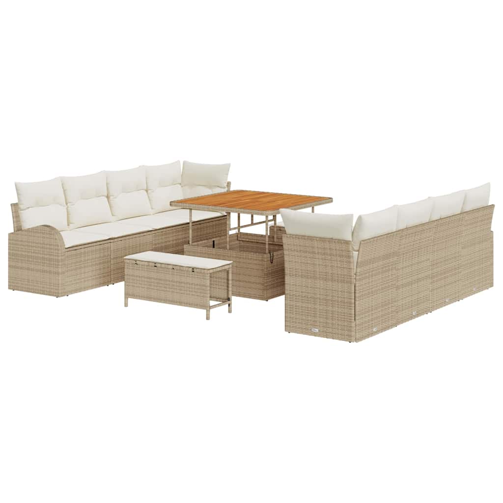 Set Divano da Giardino con cuscino 11 pcs Beige Poly Rattan - homemem39