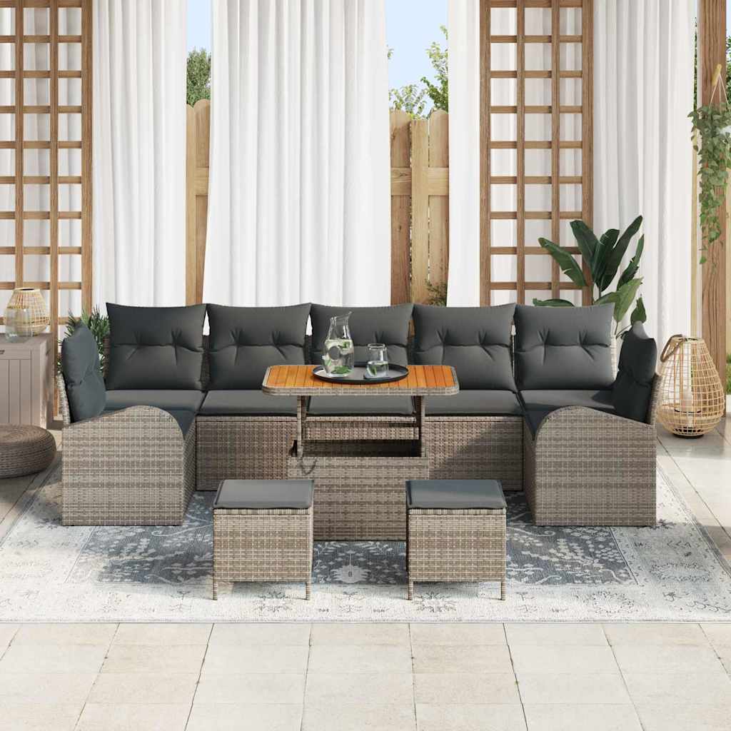Set Divano da Giardino con cuscino 10 pcs Grigio Poly Rattan - homemem39