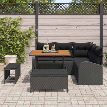 Set Divano da Giardino con cuscino 8 pcs Nero Poly Rattan - homemem39