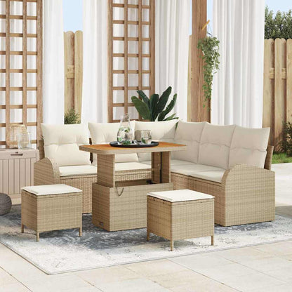 Set Divano da Giardino con cuscino 8 pcs Beige Poly Rattan - homemem39