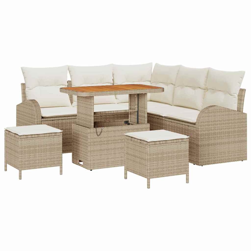 Set Divano da Giardino con cuscino 8 pcs Beige Poly Rattan - homemem39