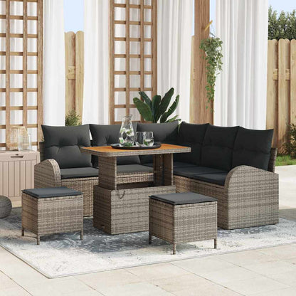 Set Divano da Giardino con cuscino 8 pcs Grigio Poly Rattan - homemem39